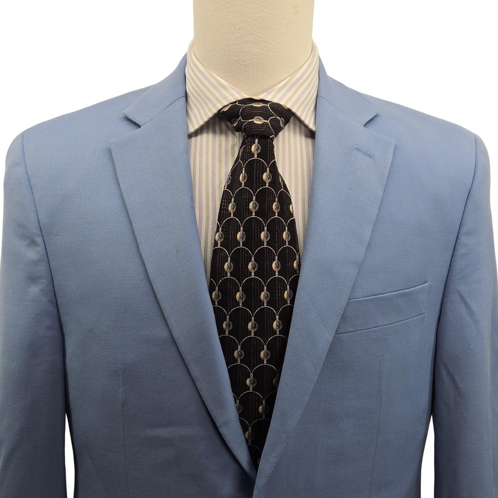 Turnbury Suit Jacket Mens 38 Blue Slim‎ Wool Spandex Two-Button Made In Mexico